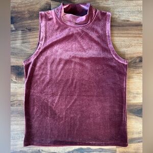 J Crew Burgundy Velour High Collar Tank NWOT